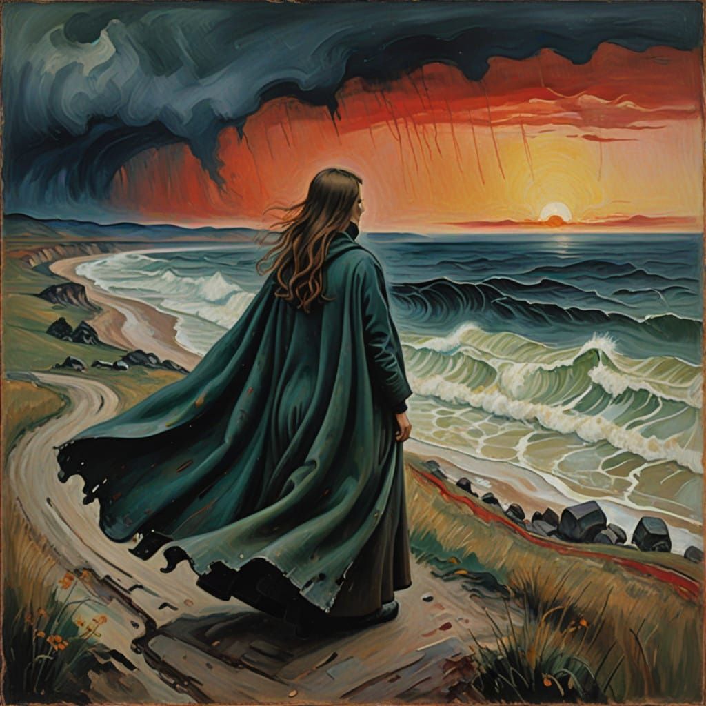 Surrealist Woman Emerges from Shattered Reality