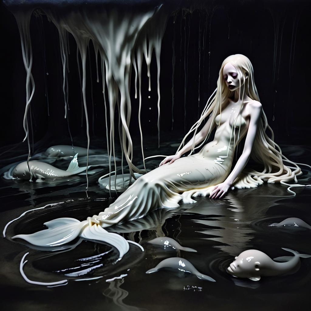 Melting Mermaid: A Dark Surreal Abstract