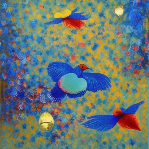 Bluebird in Flight: Expressionist Splash Art