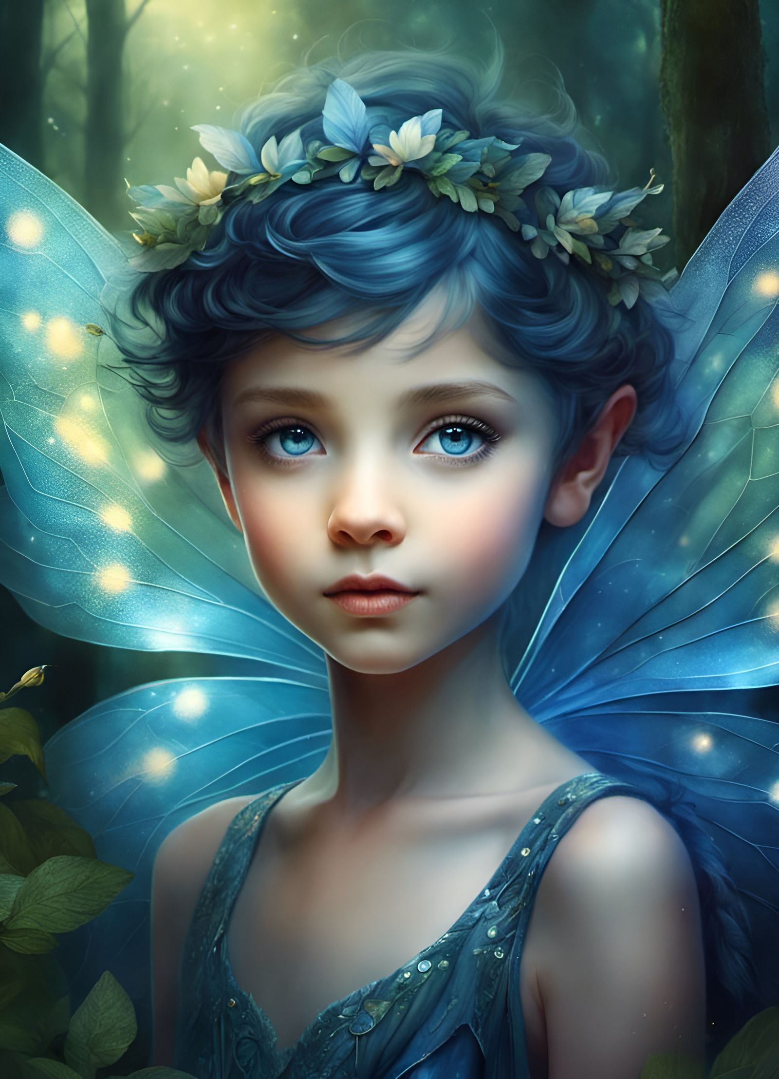 Opalescent Midnight Fairy in Forest, National Geographic Pho...