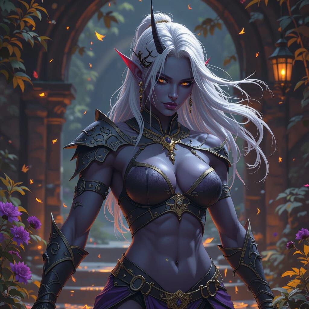 Muscle-bound Female Drow in Dark Fantasy Concept Art