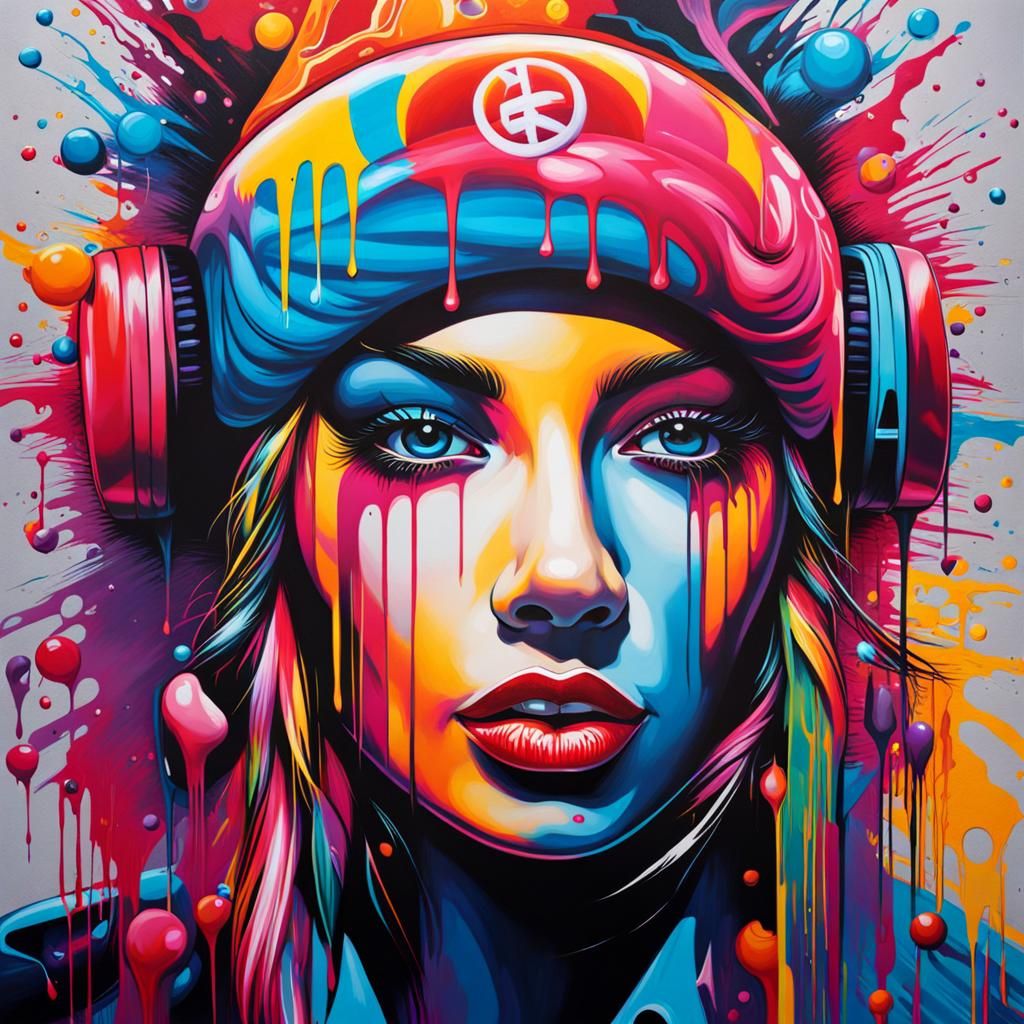 Colorful Graffiti Art with Oil Gouache Effects