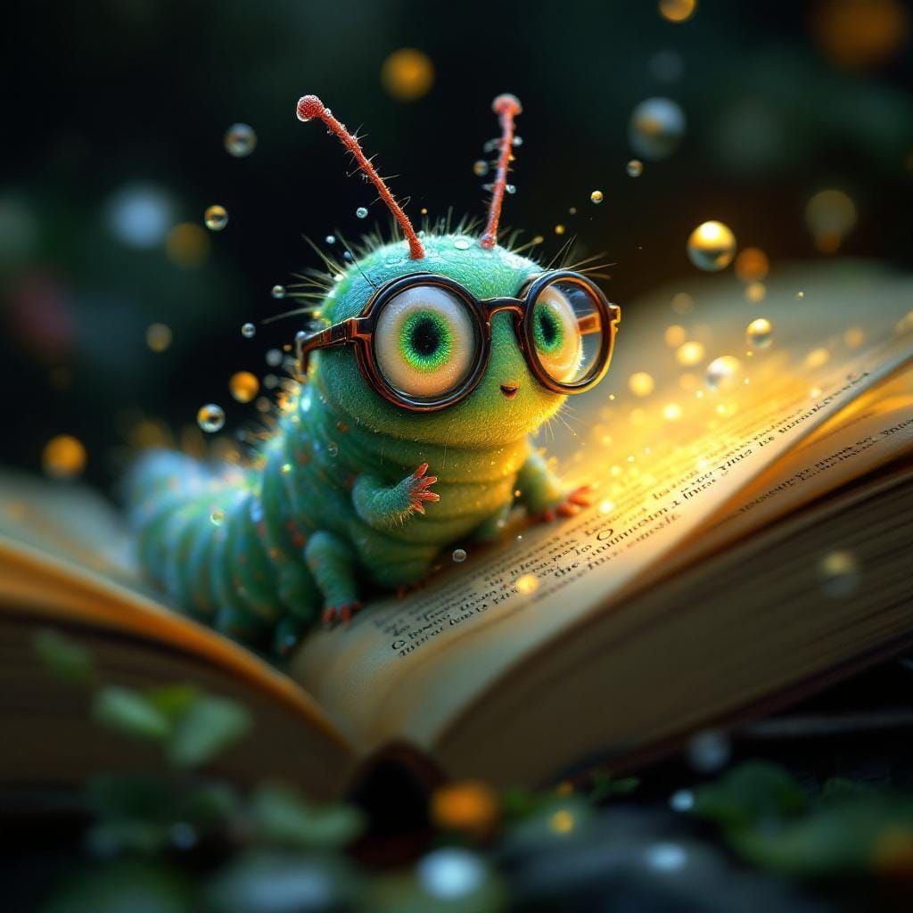 Bookworm Caterpillar's Literary Adventure: Matte Painting