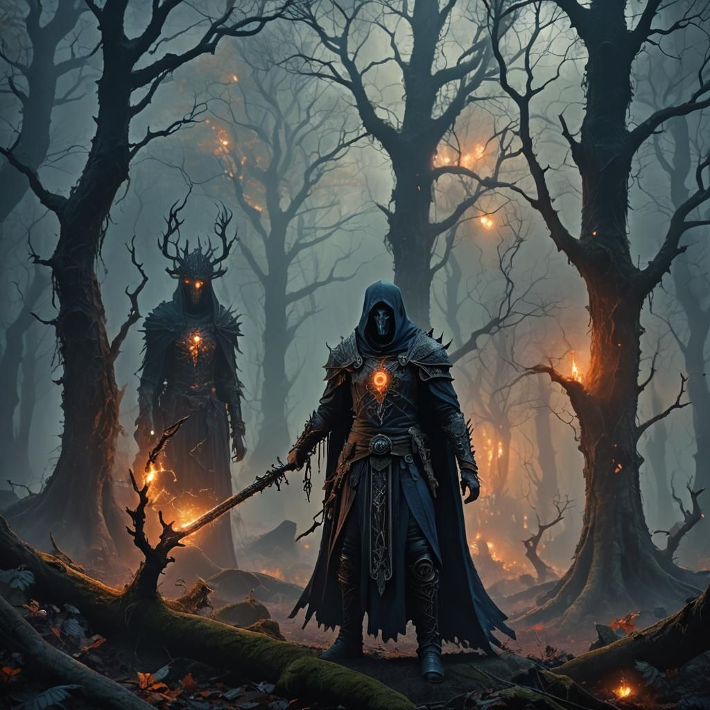 Mystical Necromancer in Dark Fantasy Matte Painting