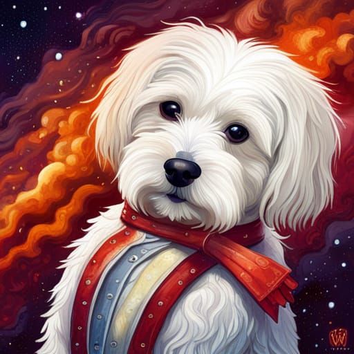 Coton de Tulear Puppy Among the Stars