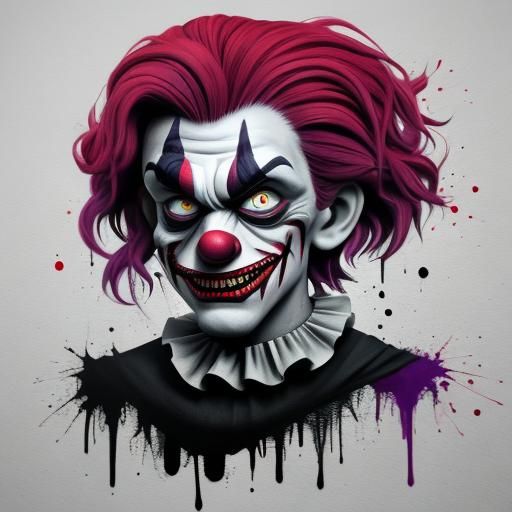 Horrific Metamorphosed Clown Ink Splash Painting