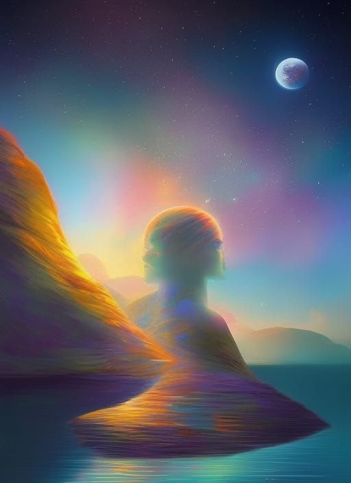 Astral Zen Garden with Floating Cherry Blossoms