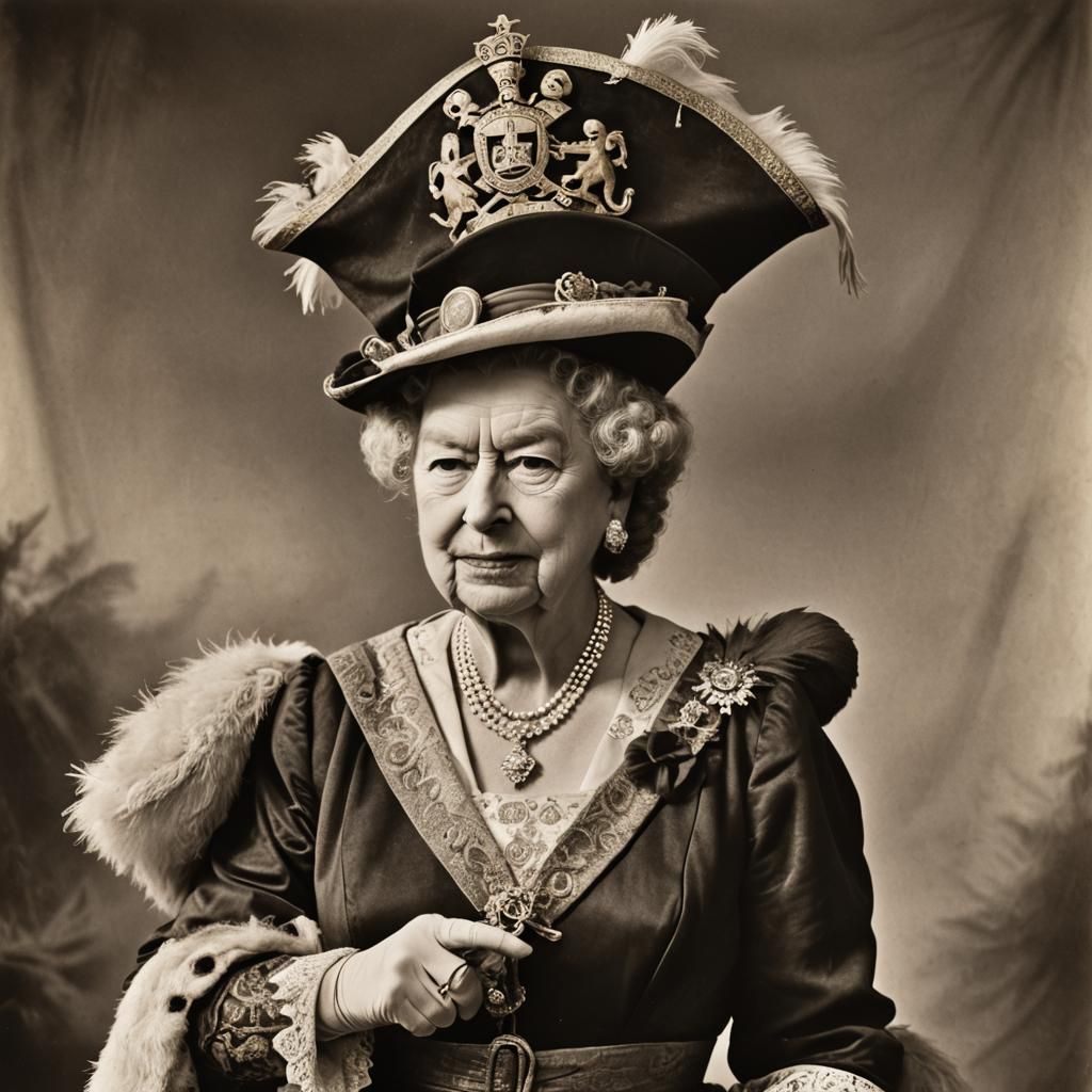 Queen Elizabeth I as Pirate in Sepia Photo