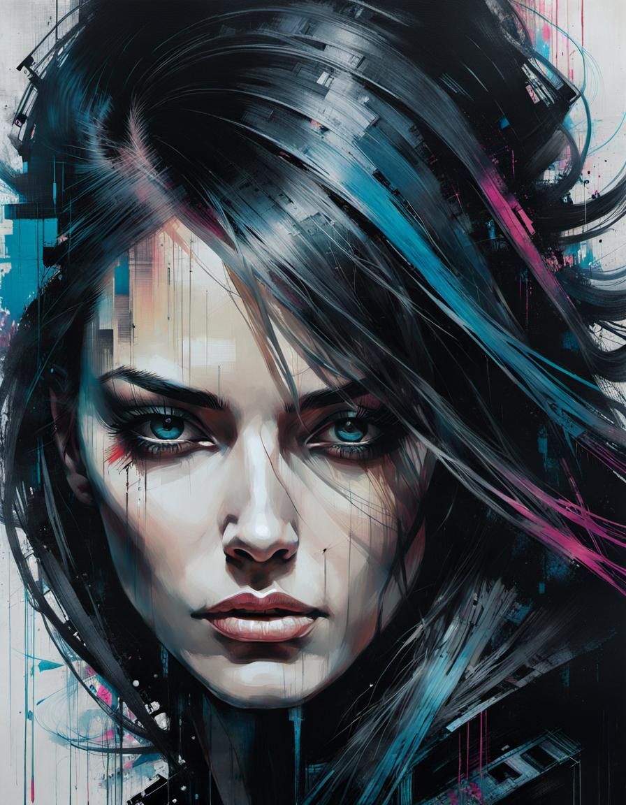portrait of a  cyberpunk woman