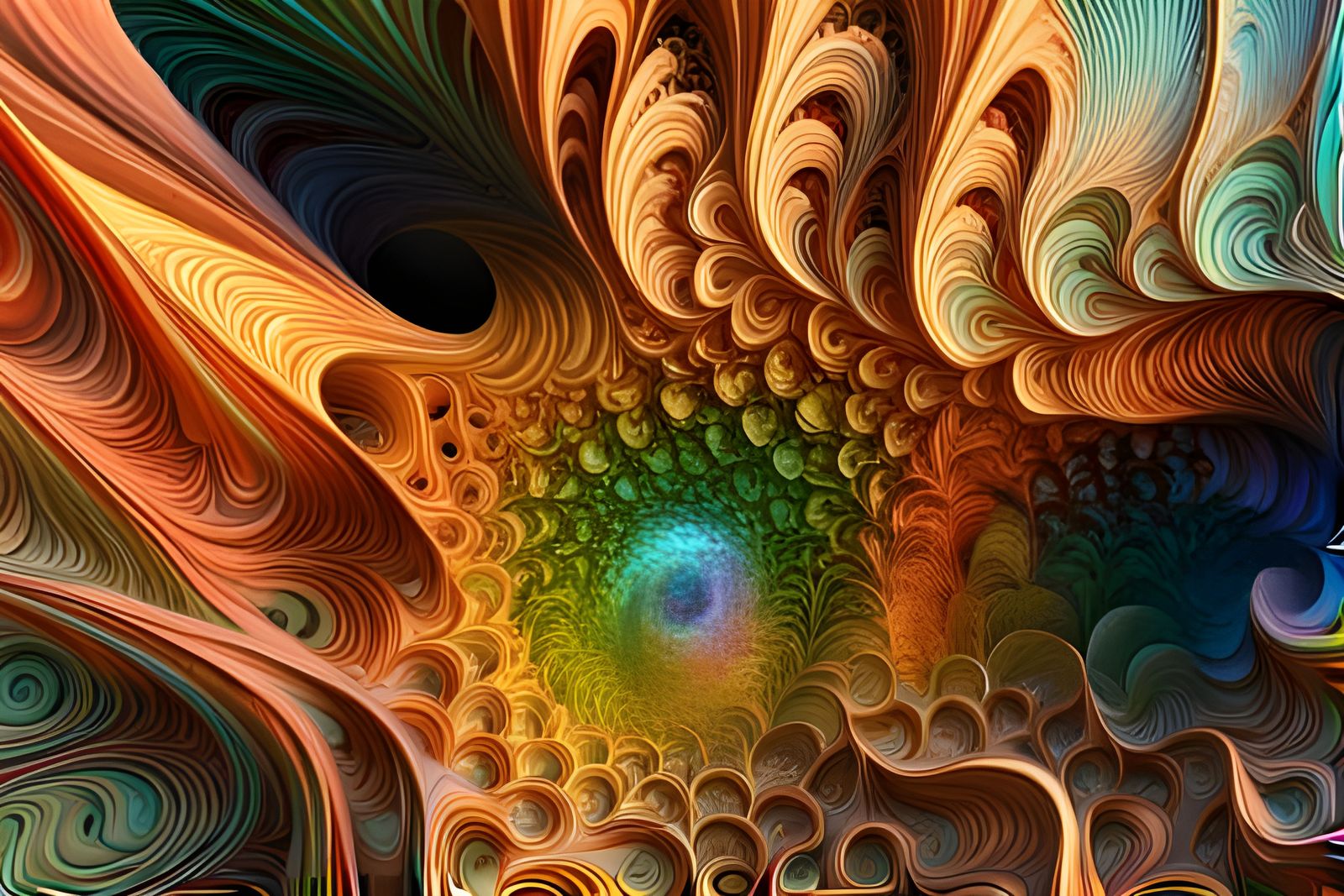 Iridescent Fractal Sculpture in 8K 3D