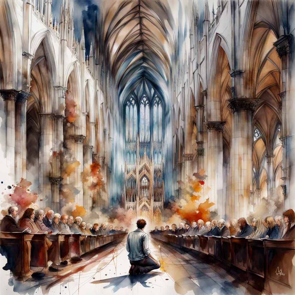 At mass in a cathedral