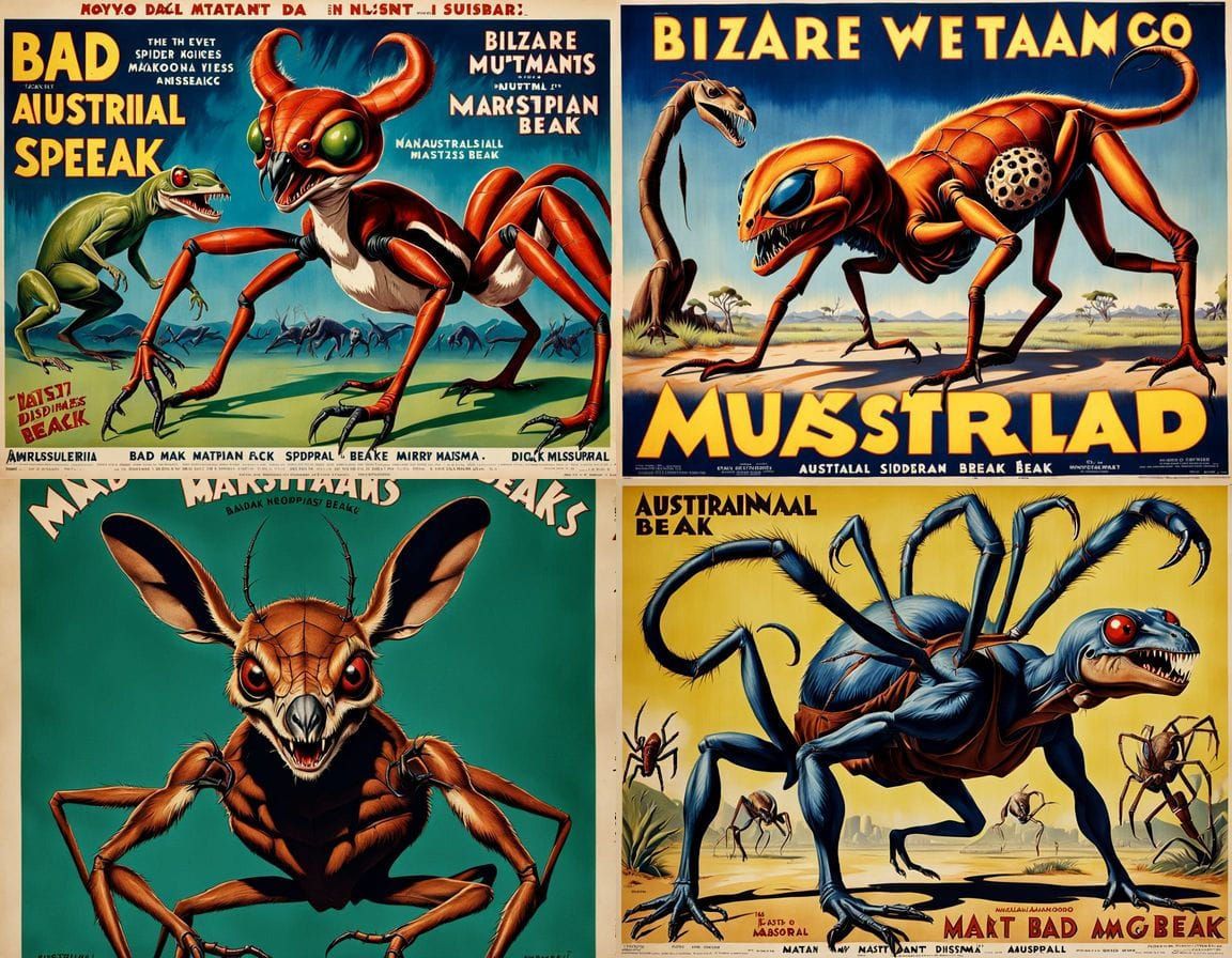 Grotesque 1930s-Style Hybrid Creature Poster