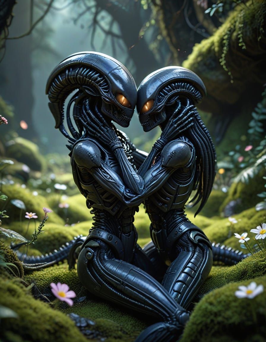 Kawaii Anime Waifu: Barbie and Xenomorph Romance