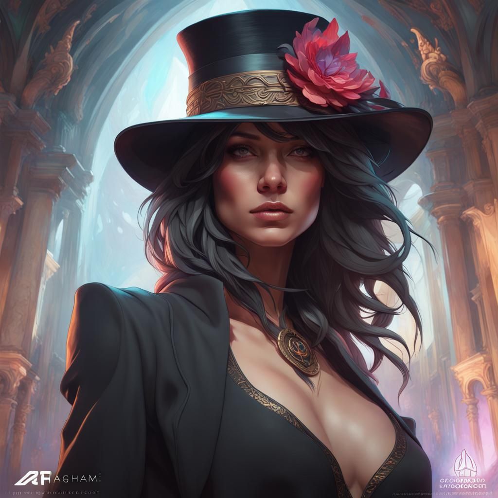 Hyperdetailed Portrait with Black Hat