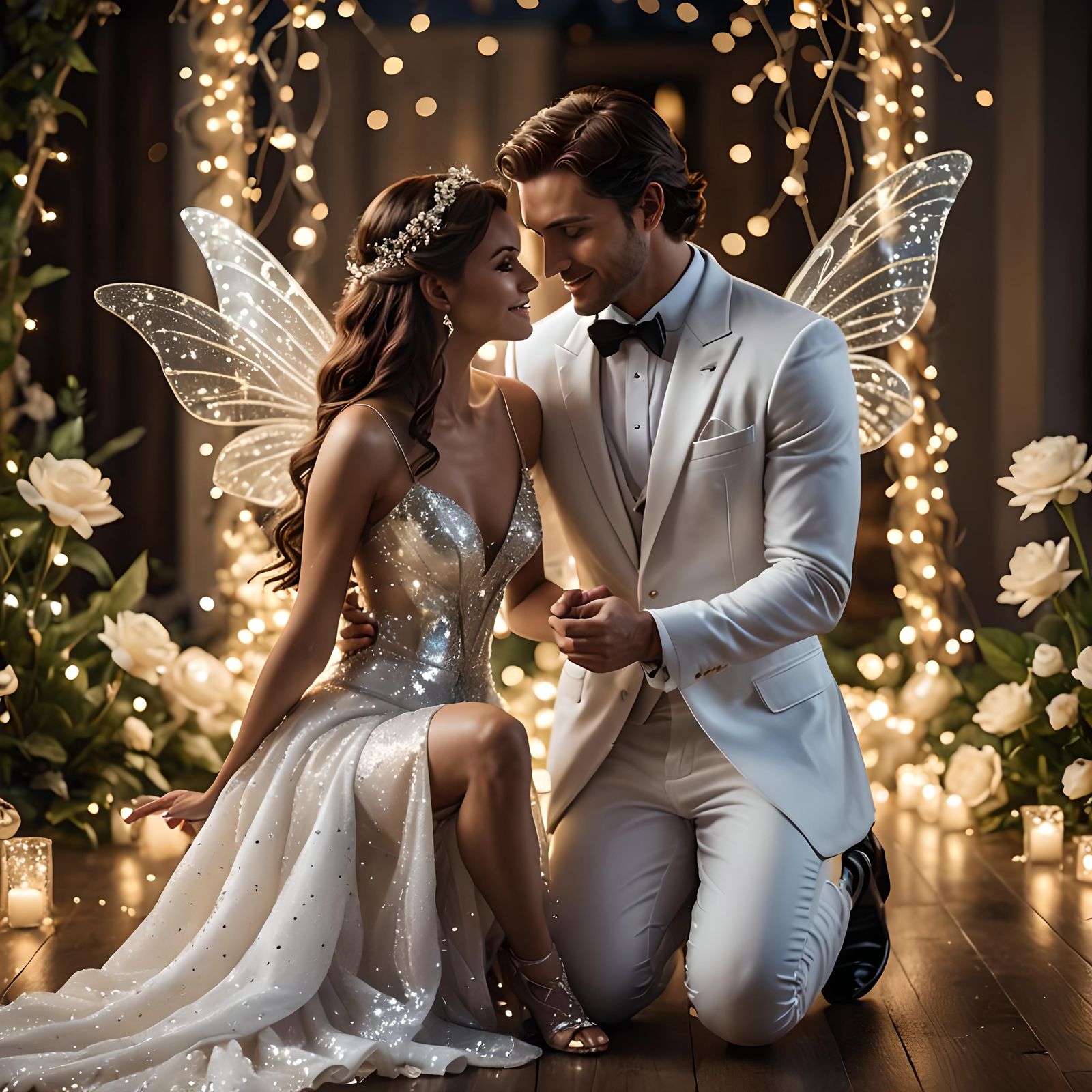 Man Proposes to Fairy in Romantic Magical Scene