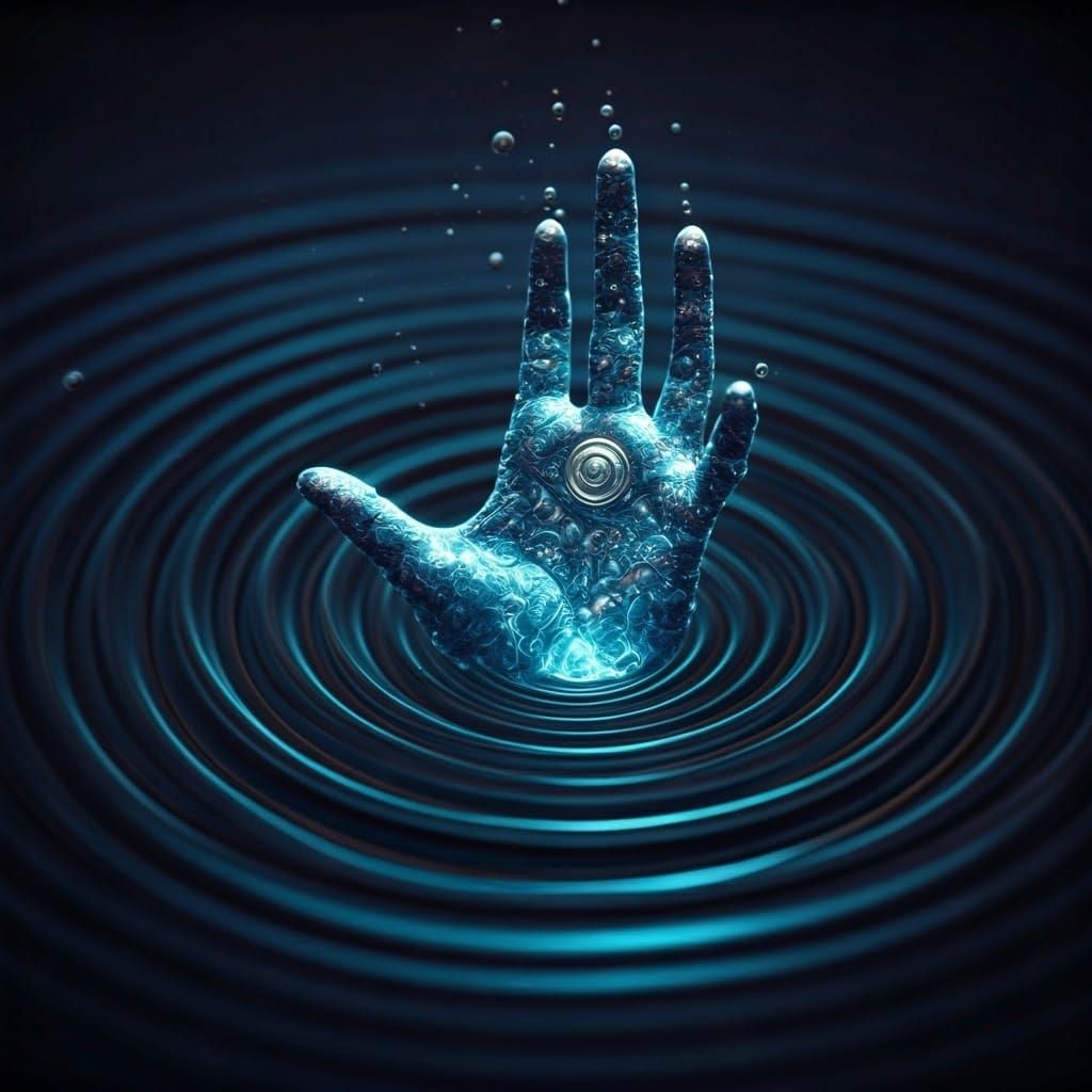 Ethereal Hand Born from Lake Ripples