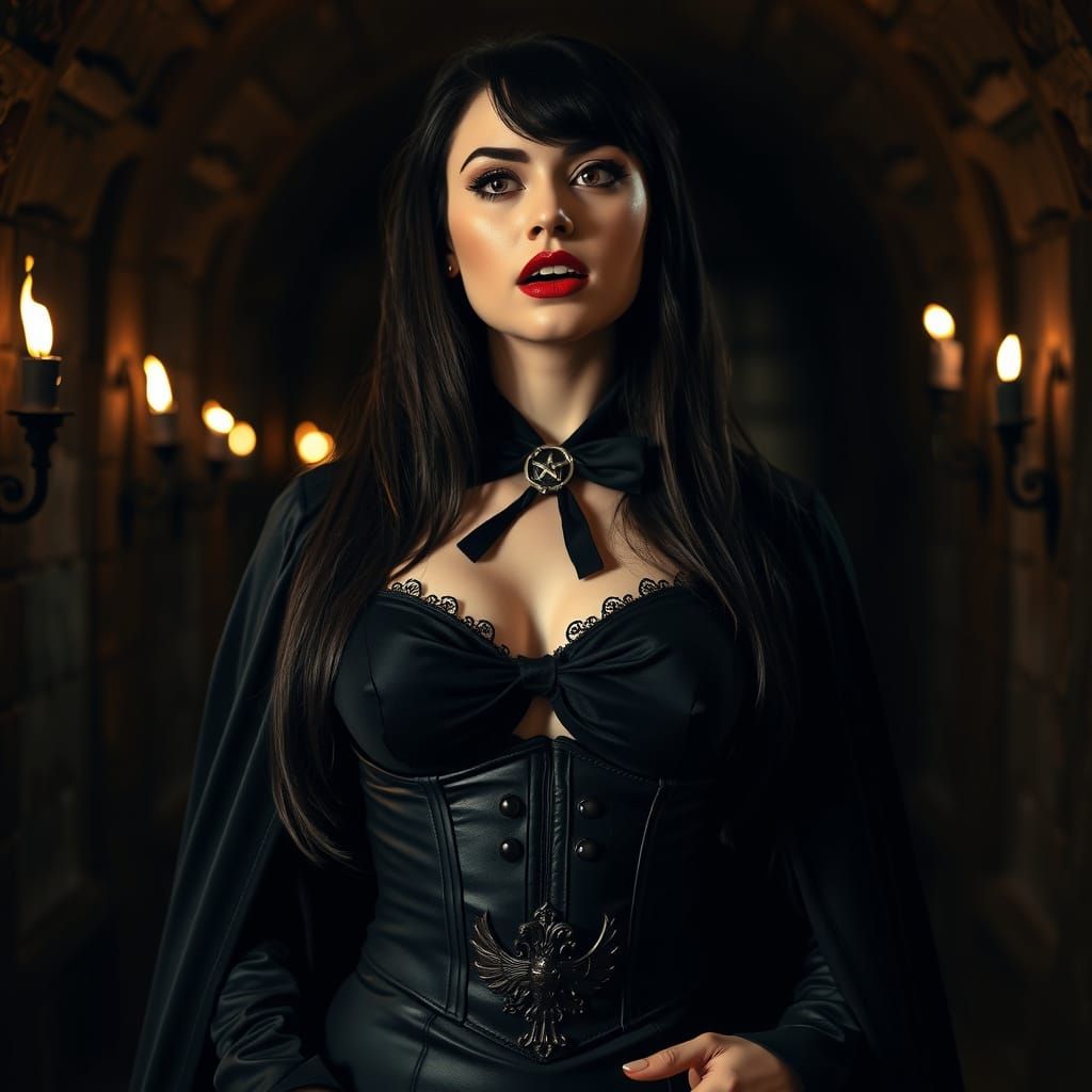 Romanian Vampire Woman Reveals Fangs in Dramatic Gothic Styl...