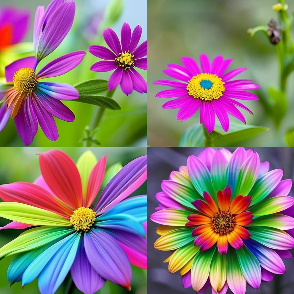 Personified Rainbow Flower: Vibrant Digital Art