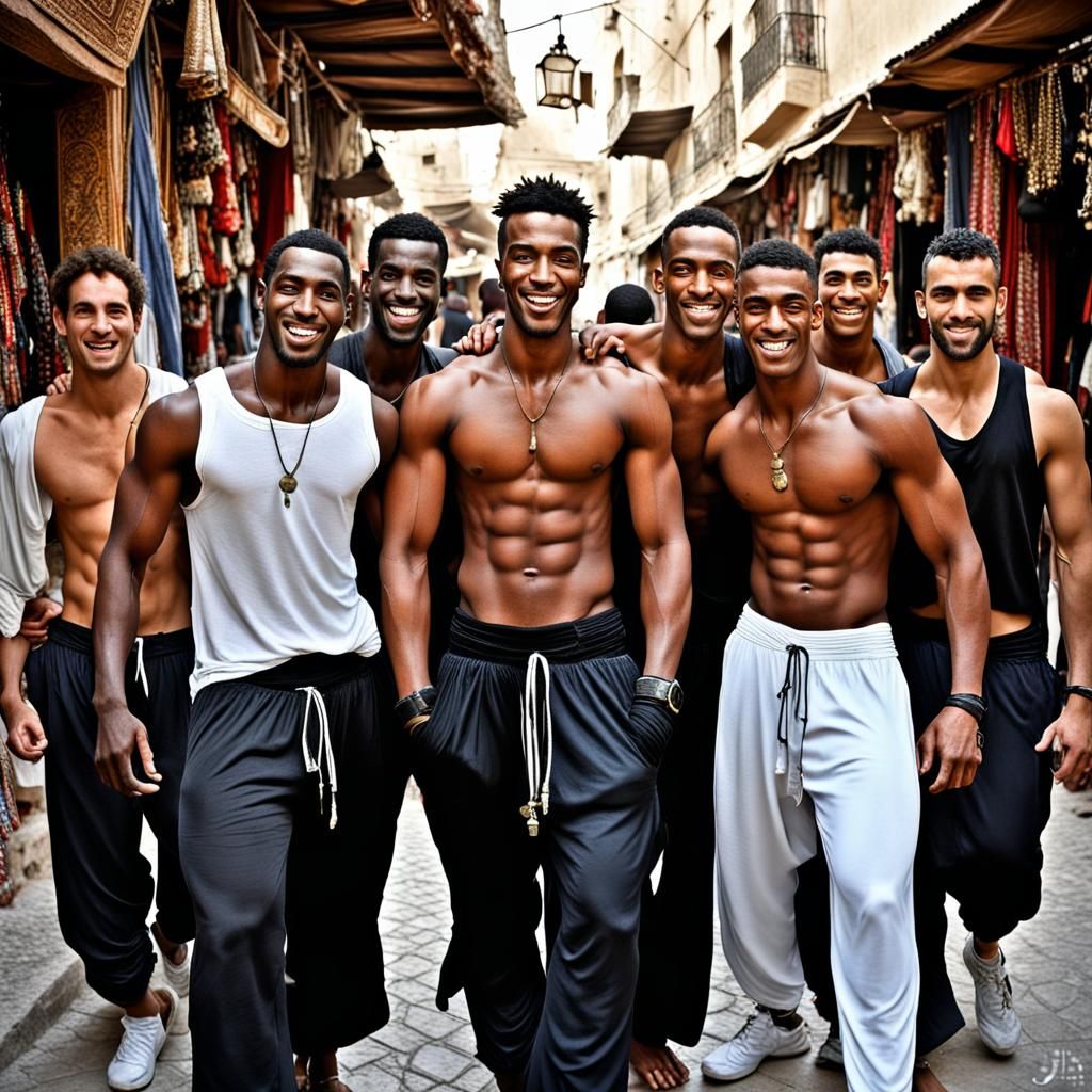 Harem Scene in Tunisian Souks: Photographic Realism