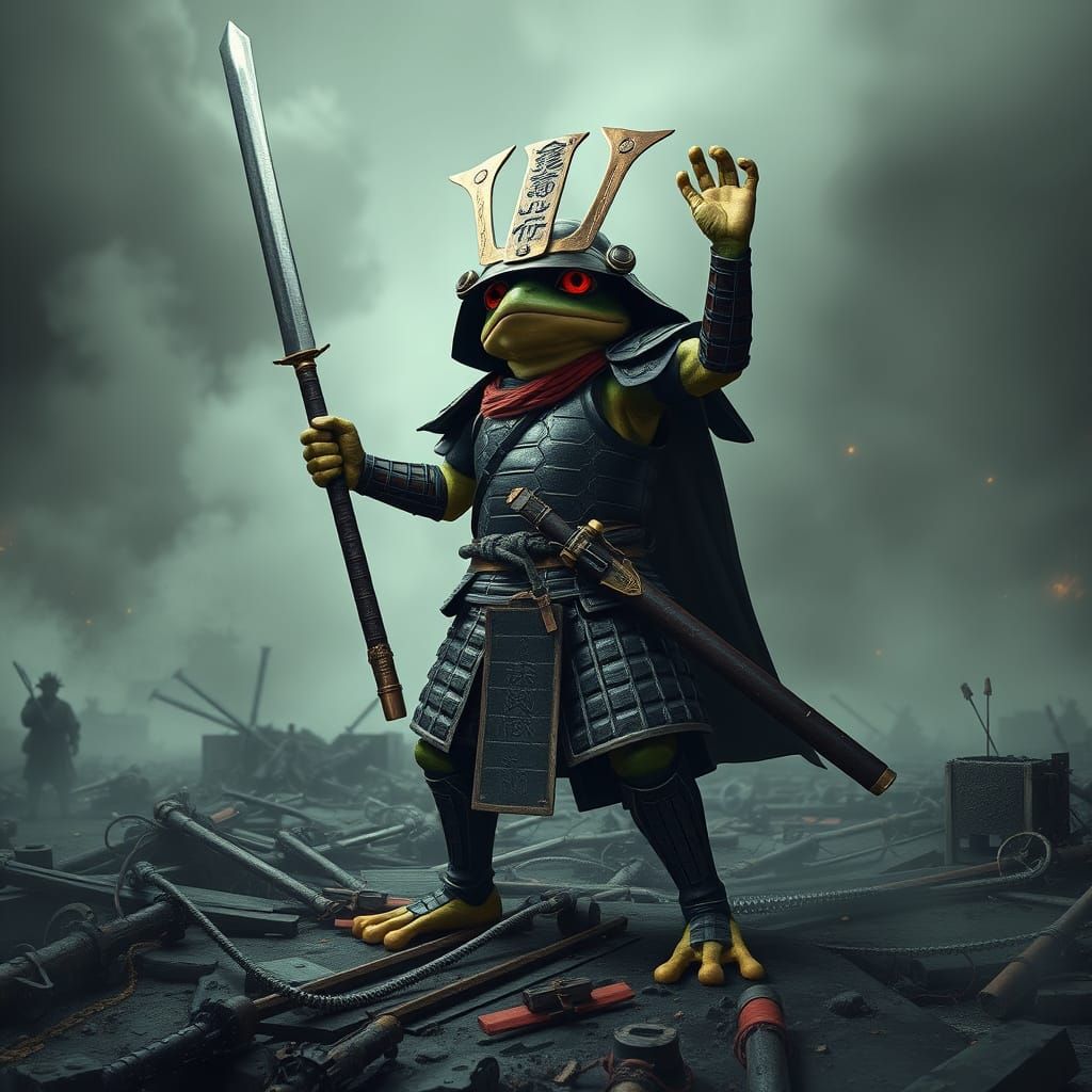 Samurai Frog Triumphs on Battlefields of War