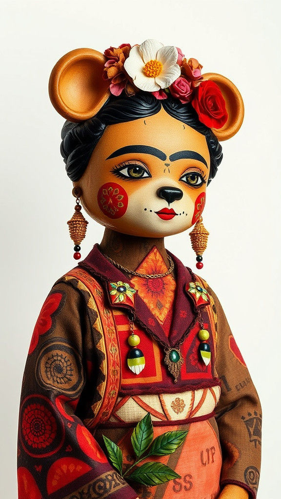 Frida Kahlo Double Exposure: Cosmic Visionary Earthenware