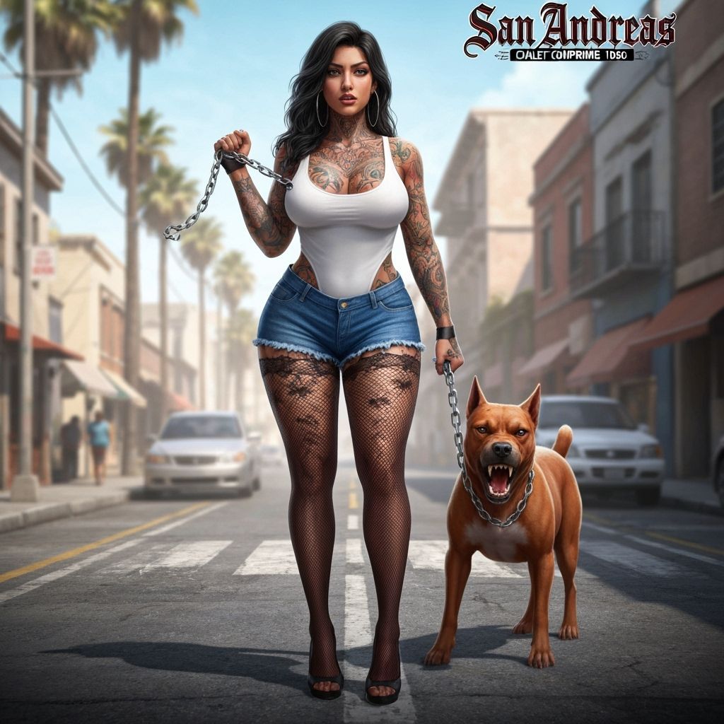 San Andreas: Curvy Latina with Pitbull in East LA