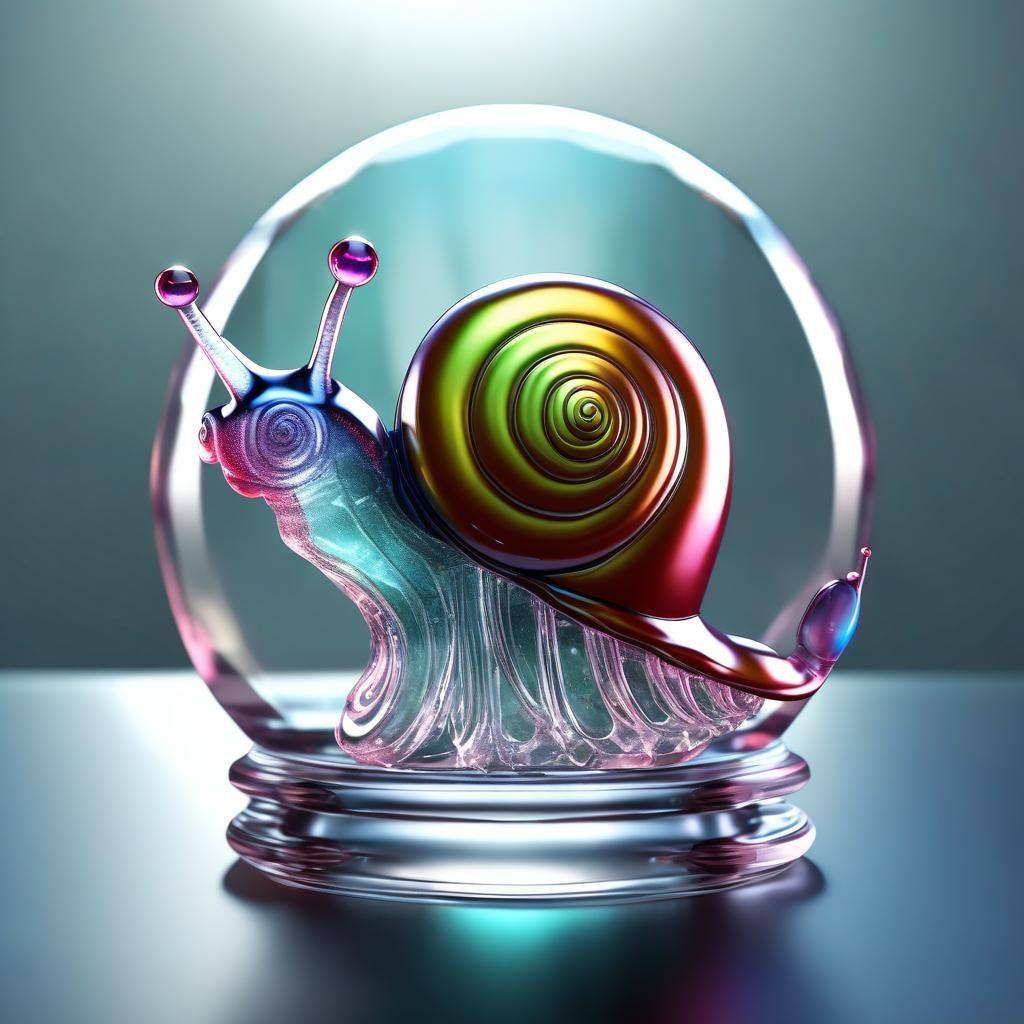 Crystal Glass Snail Sculpture in Anime Realism