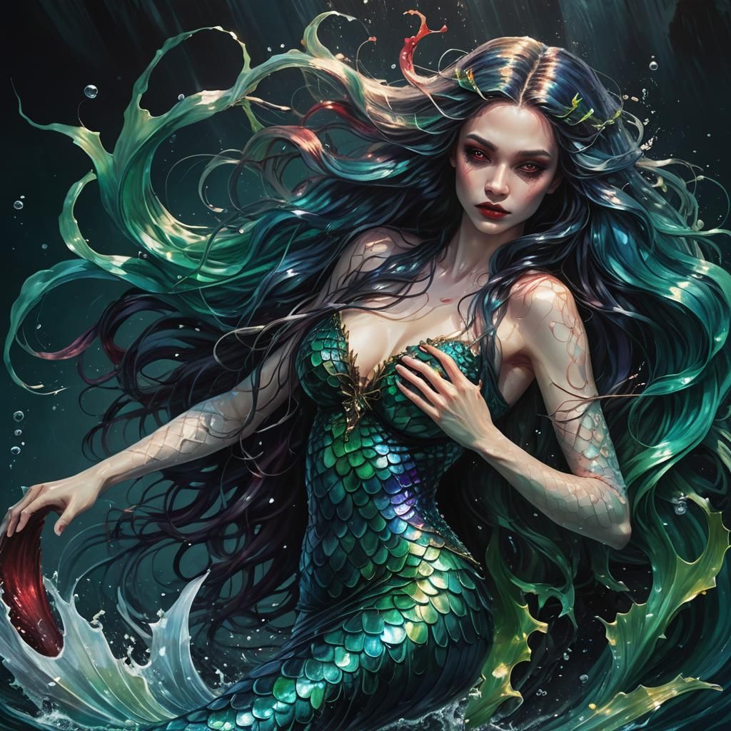 Vampire Mermaid Emerges from the Deep: Concept Art
