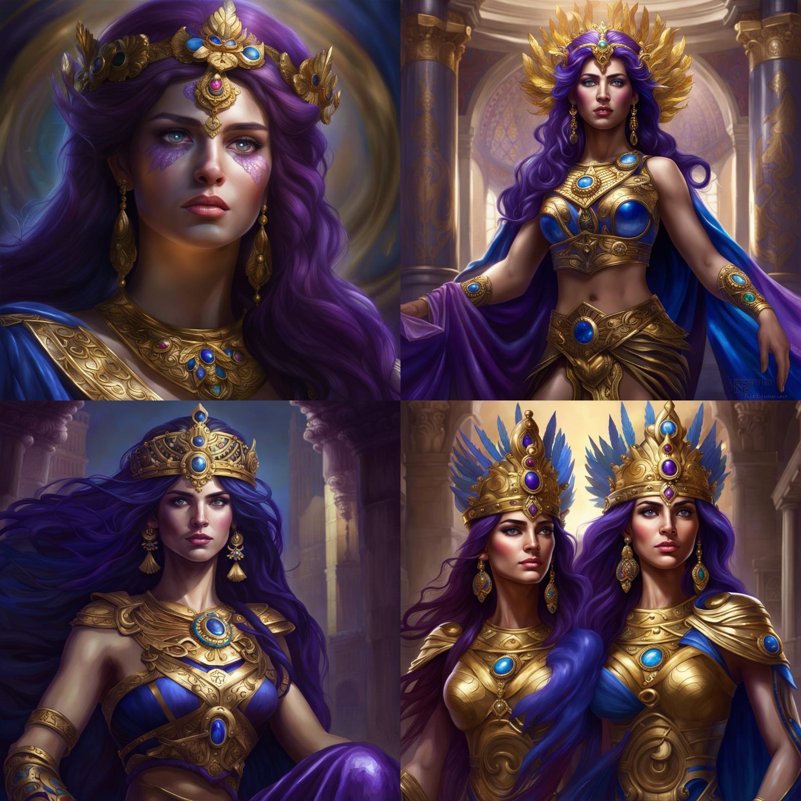 Athena with Purple Hair and Golden Aura