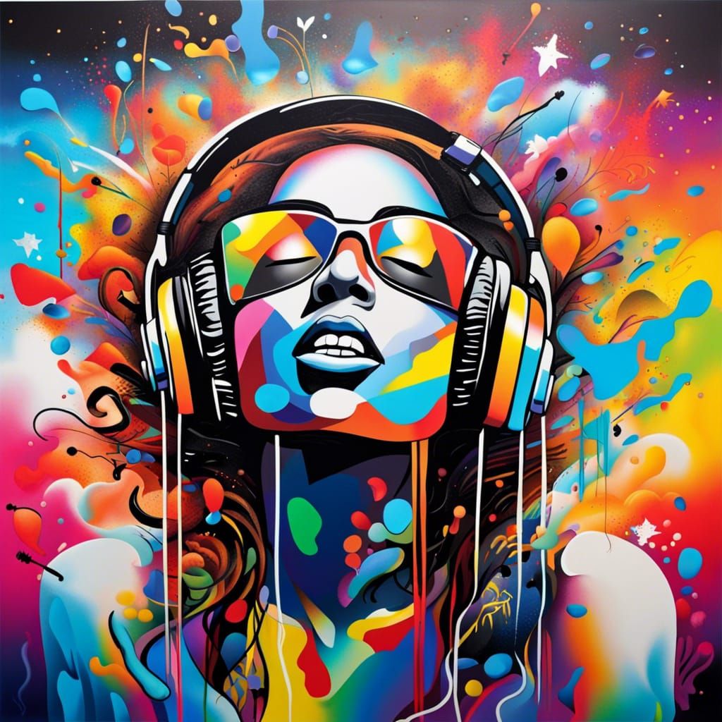 Vibrant Soul Emanating Music: Graffiti Splash Art