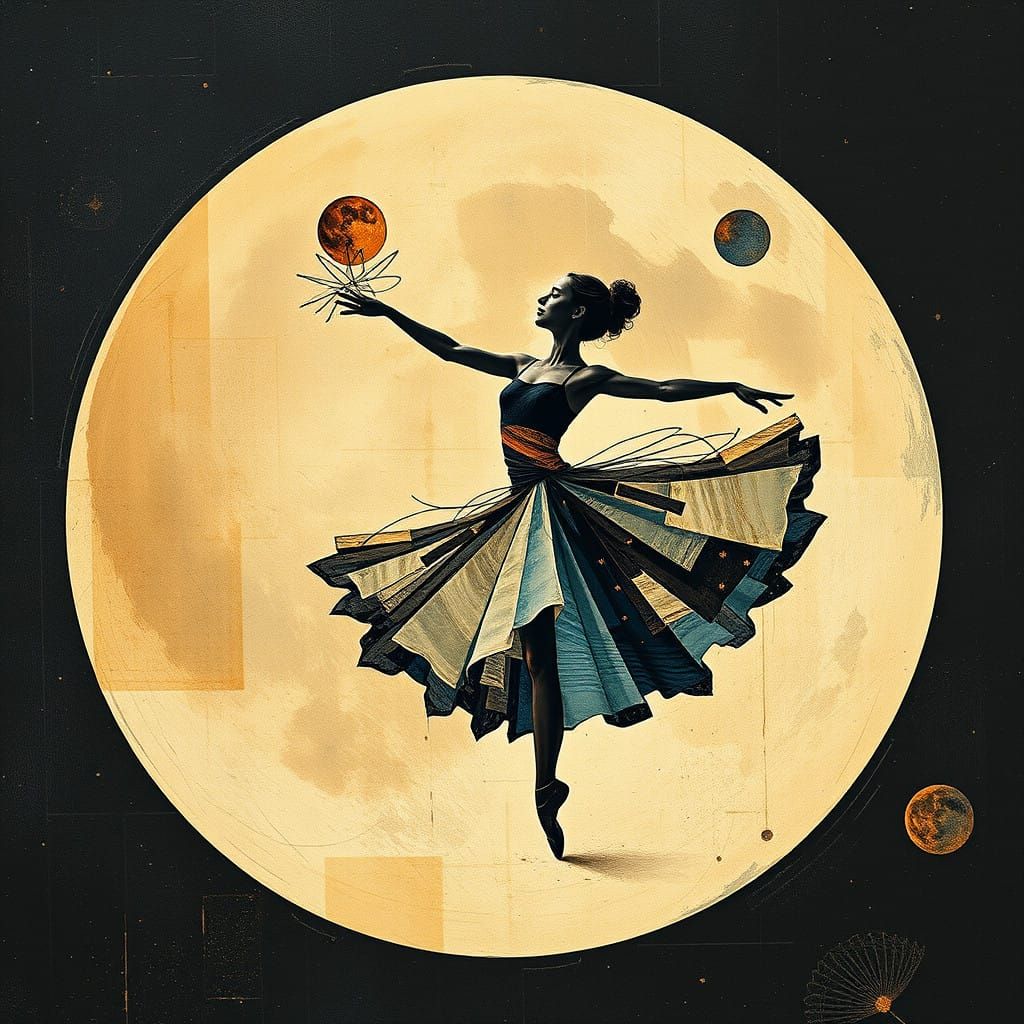Cosmic Ballet Dancer in Textured Constructivist Art