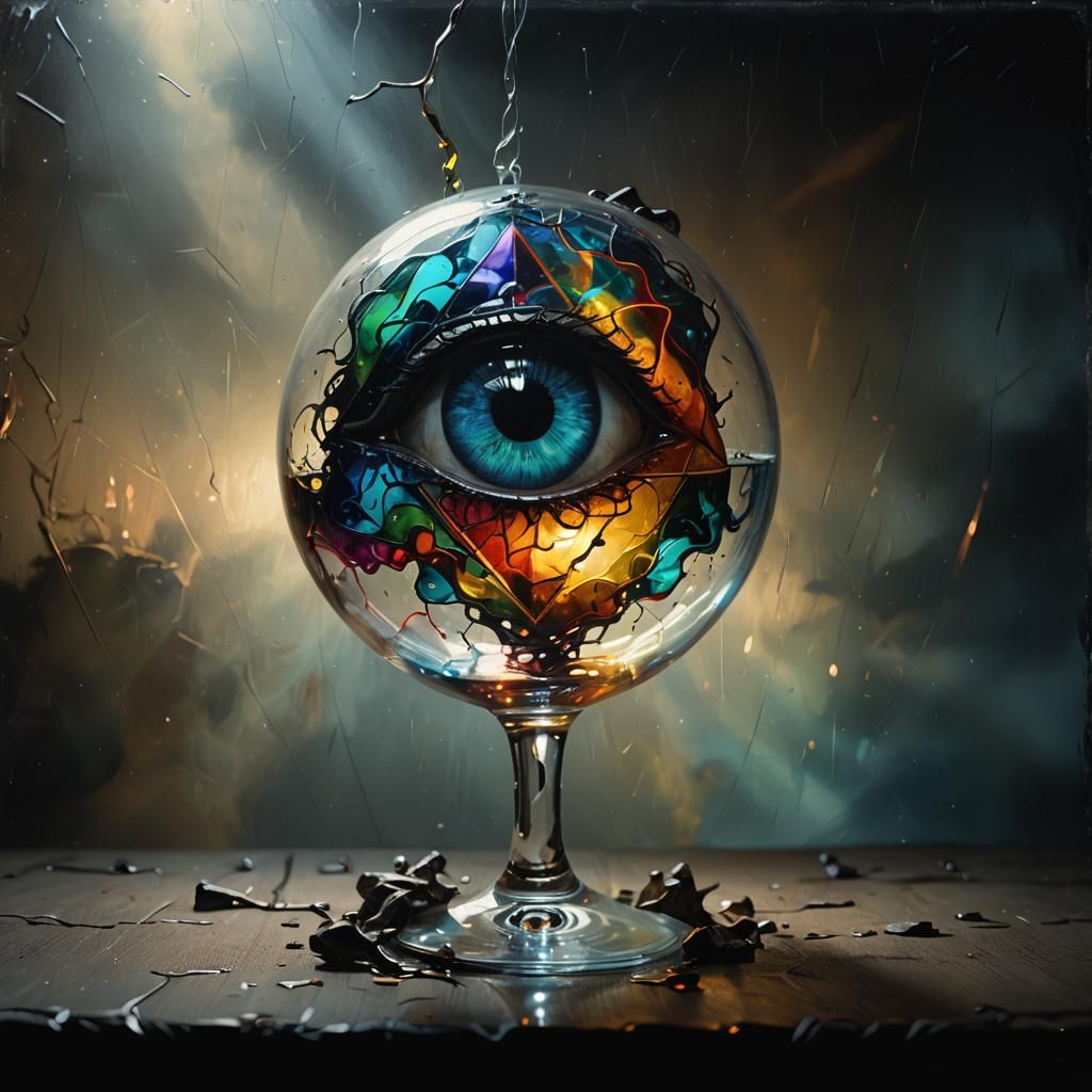 Glowing Glass A Gripped by Metallic Tendril