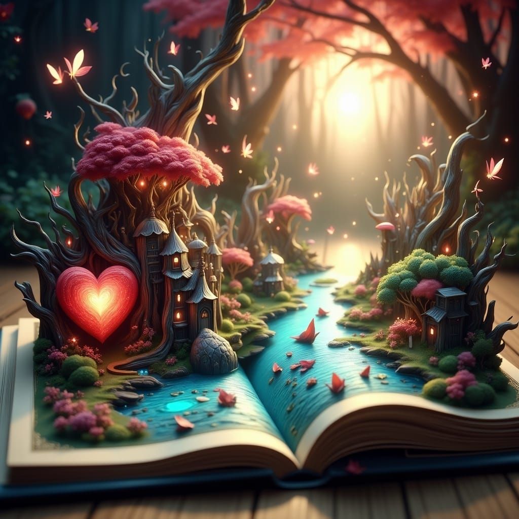 Ethereal Elf Heartbreak in Pop-Up Book Illustration