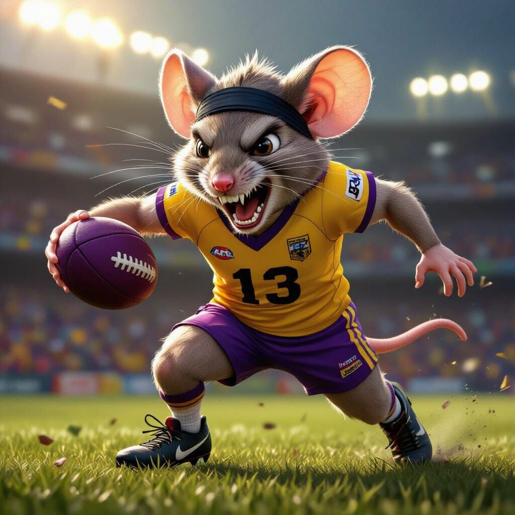Furious Mouse Plays Australian Football with Intense Aggress...