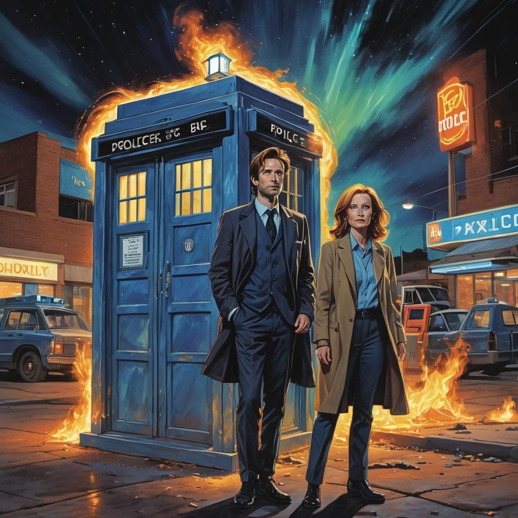 Doctor Who, Mulder and Scully in Roswell: Fantasy Art