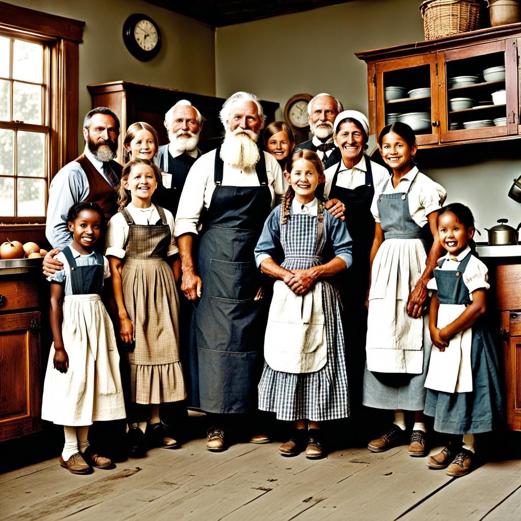 American Family Gathering in Impressionistic Style