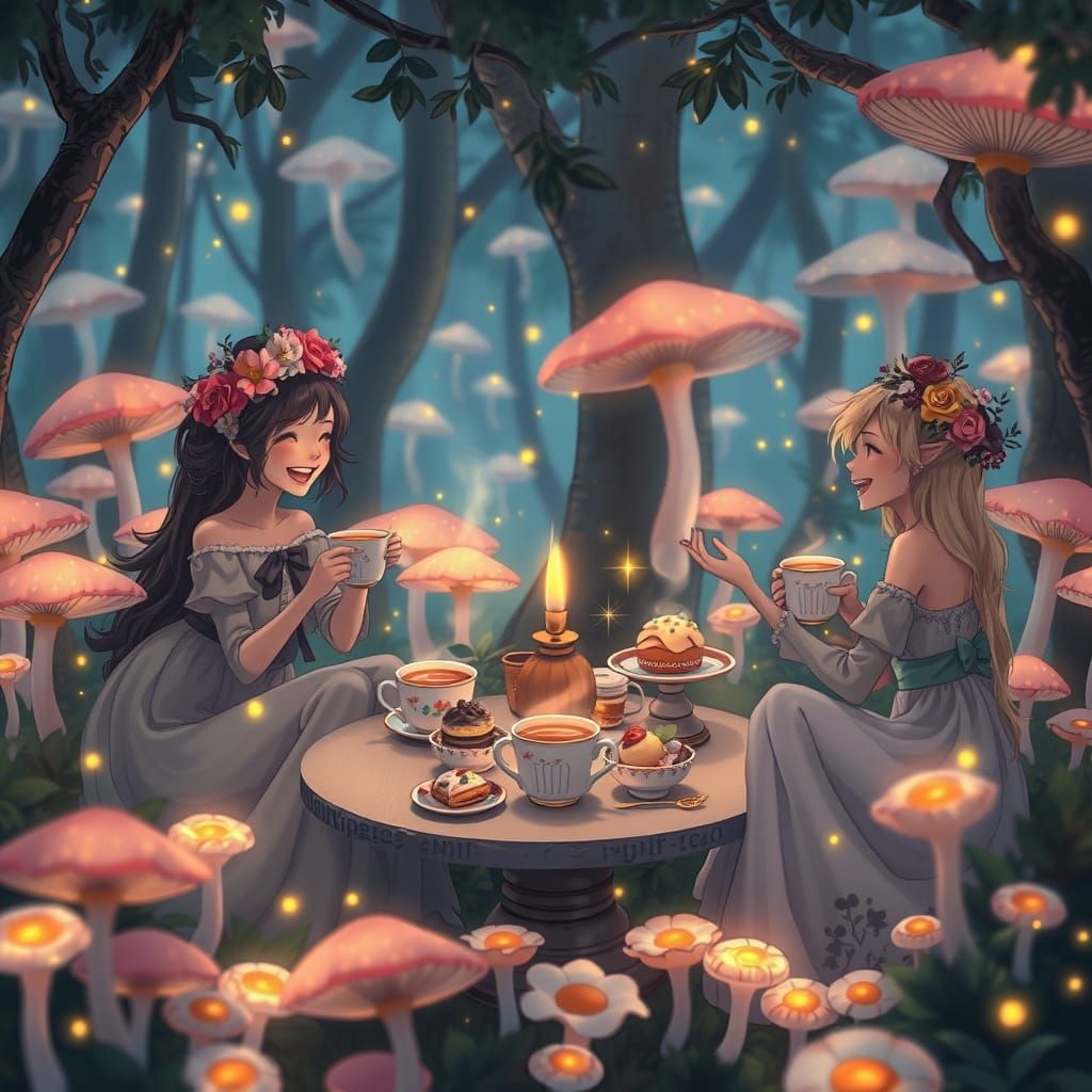 Spirits Host Whimsical Tea Party in Enchanted Forest