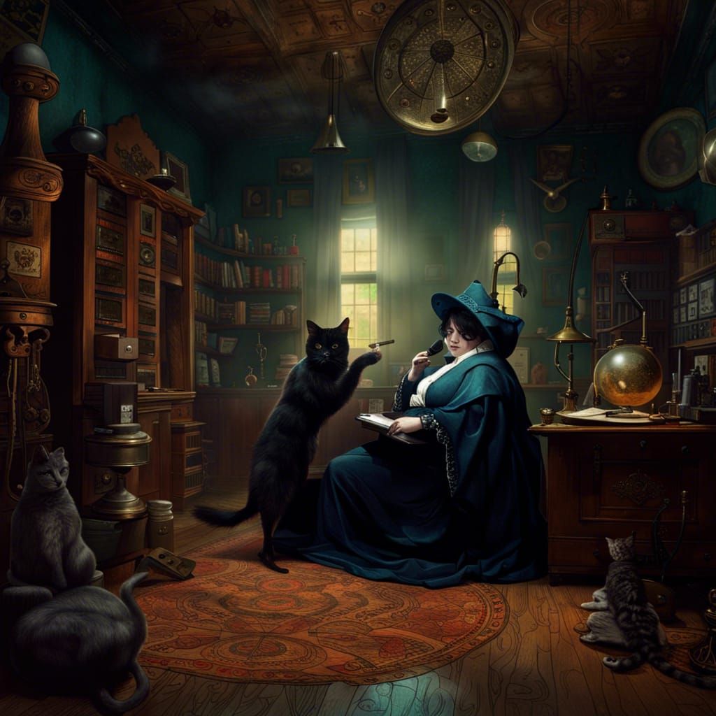 Gothic Alchemist's Astral Telephone: Detailed Matte Painting