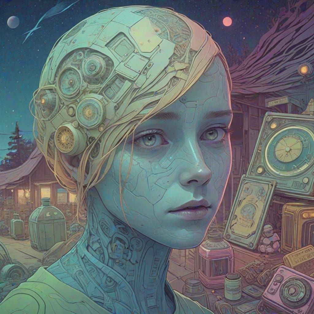 Dreamlike Ethereal Scene with Vintage Souvenirs