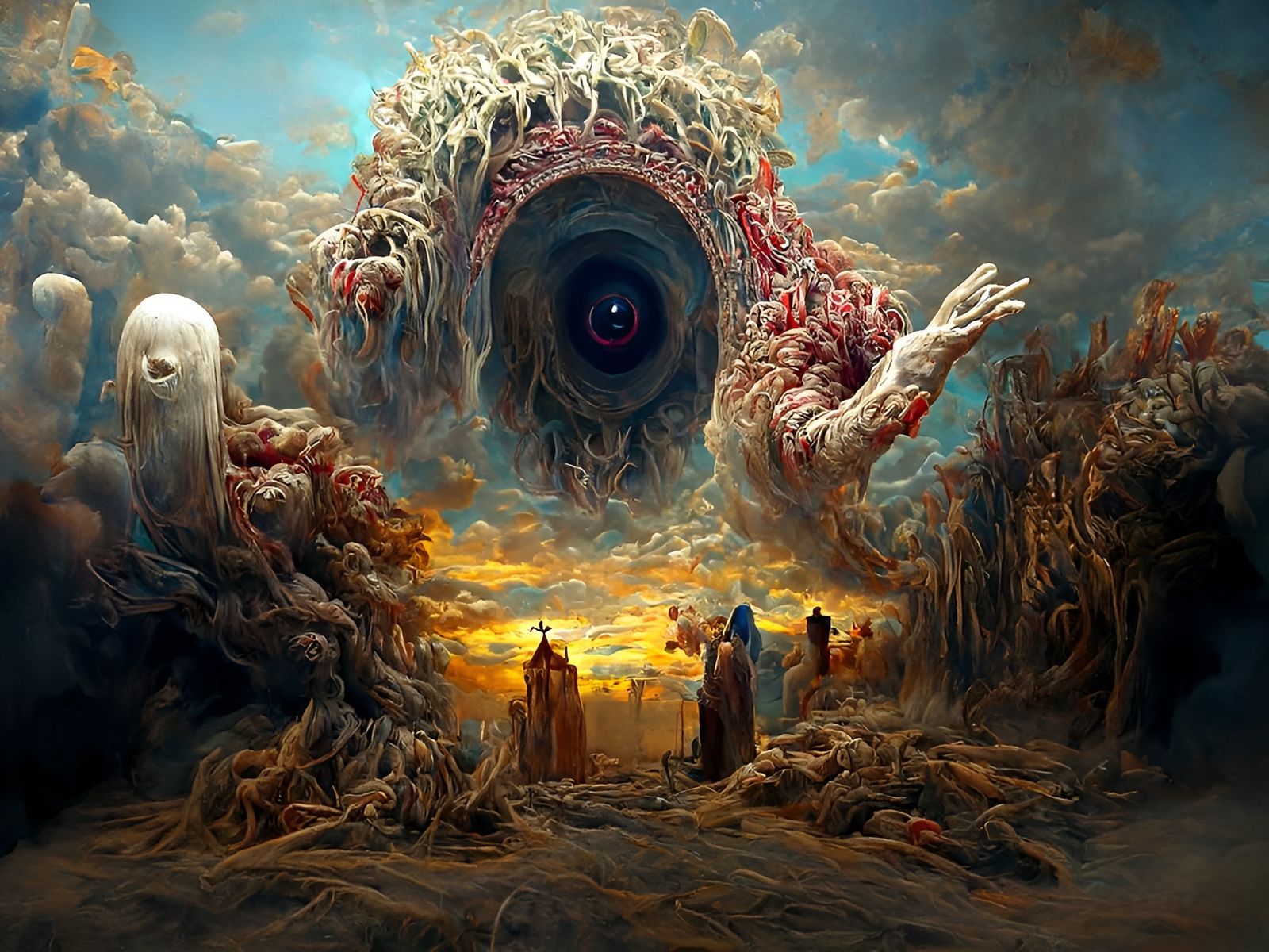 Biblical Horror Painting in Psychedelic Style