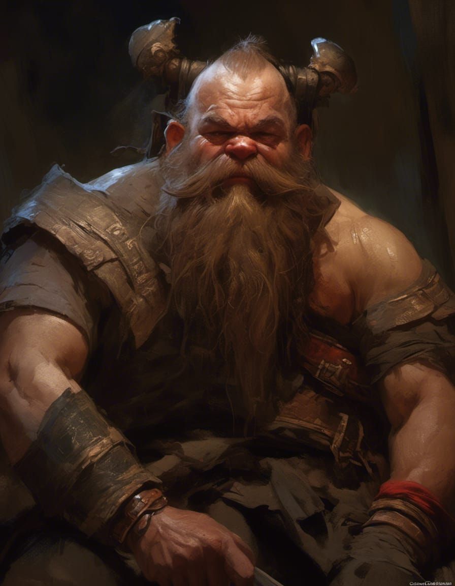 Dwarf Warrior Portrait in Fantasy Art Style