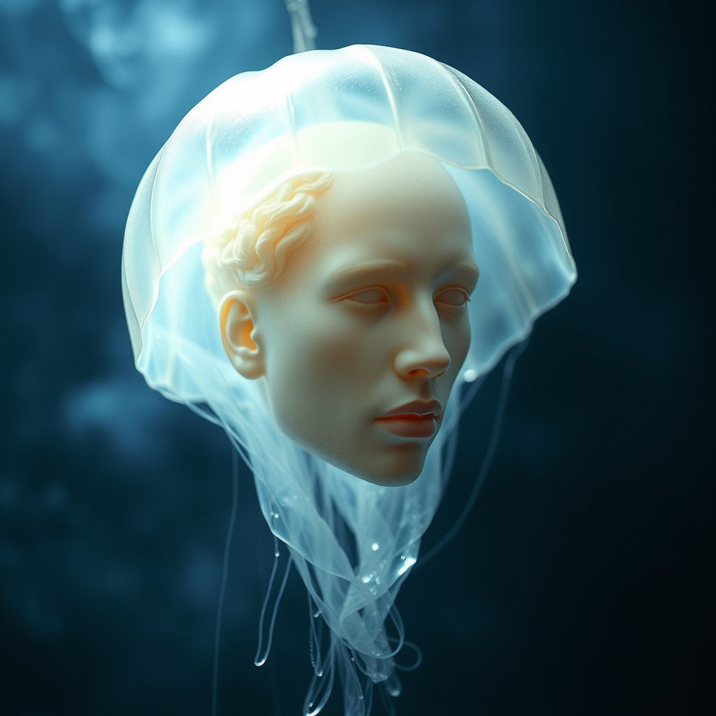 Human Head Encased in Iridescent Jelly