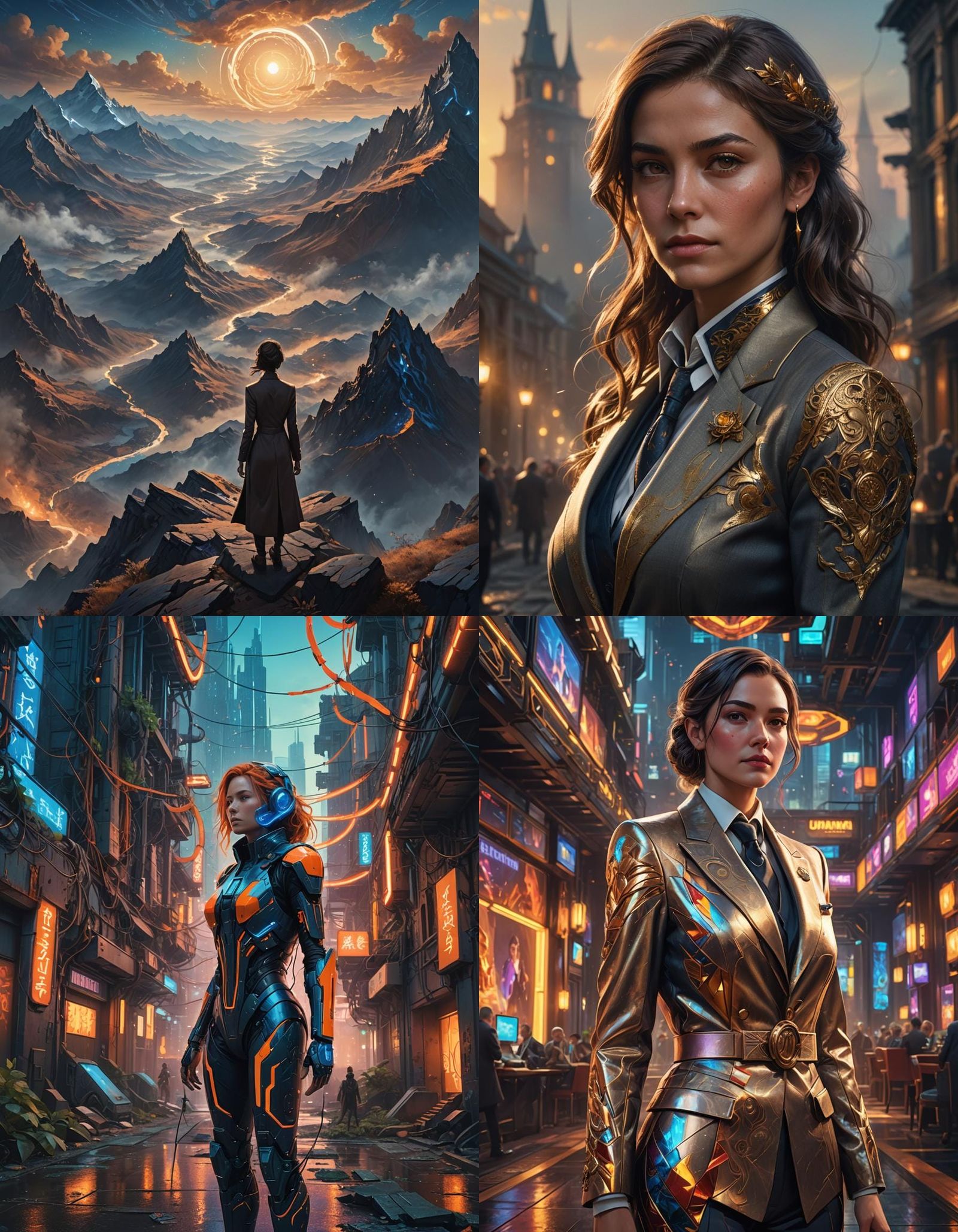 Suit Woman in Detailed Matte Painting Style