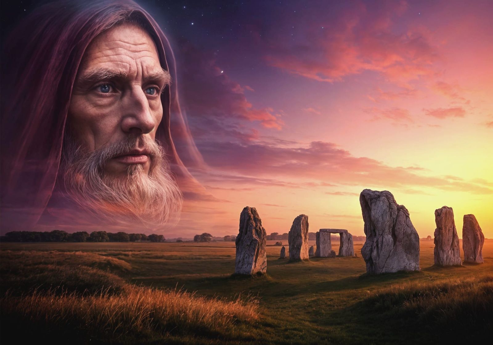 Enchanted Sunset at Avebury Standing Stones in Magical Digit...