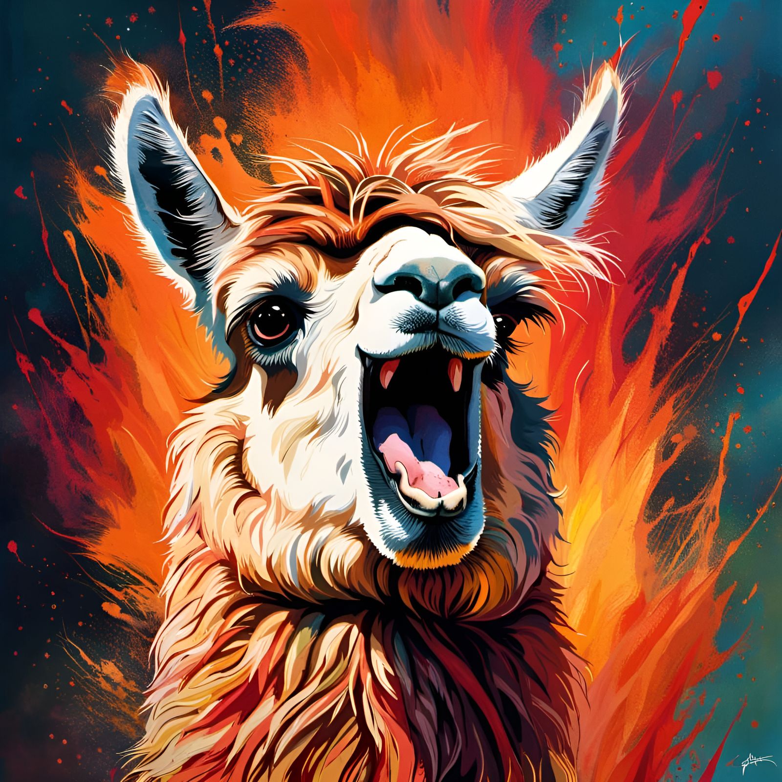 Terrified Llama Portrait in Hyperrealistic Style