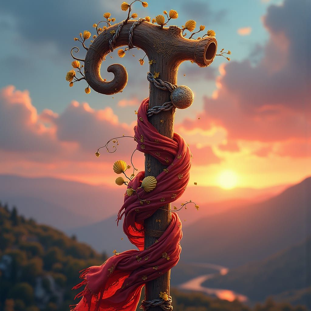 Pilgrim's Staff Tattoo Design for Camino de Santiago