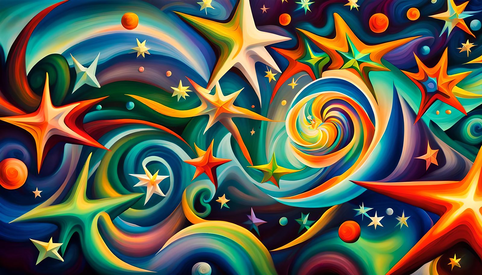 Iridescent Stars in Electromagnetic Plasma, Naive Art