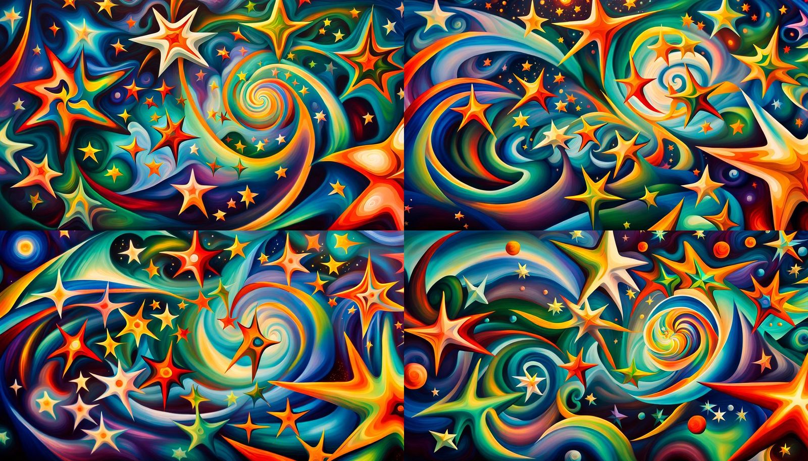 Iridescent Stars Connected in Electromagnetic Plasma