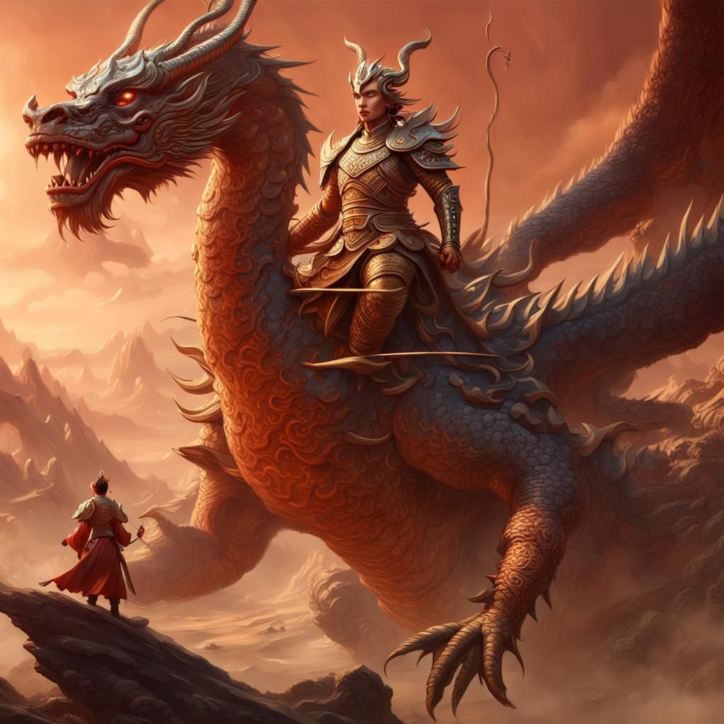 Sunwukong on Dragon: Chinese Legend Art