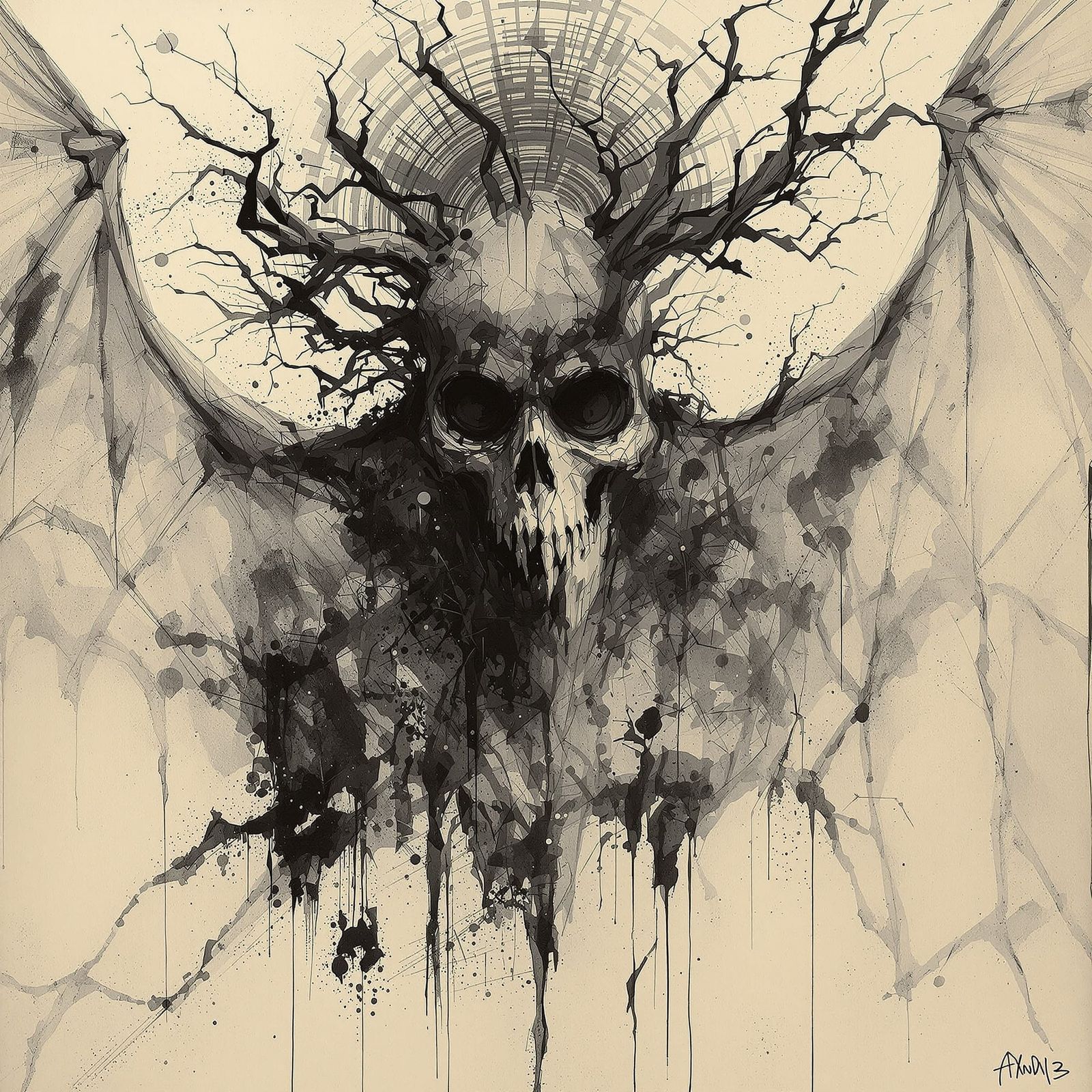 Dark Surrealism Sketch of a Mind in Chaos